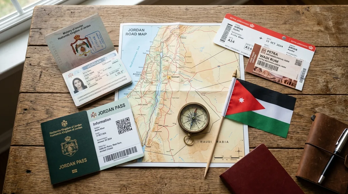 Jordan travel planning map passport