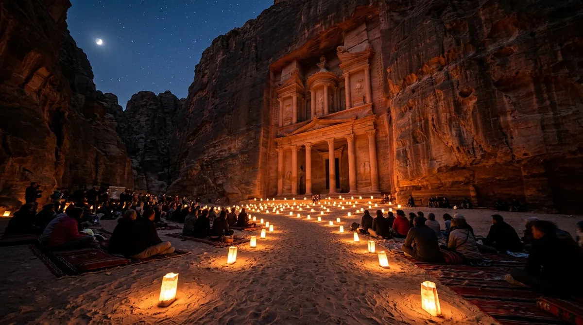 Petra by night candles in Jordan