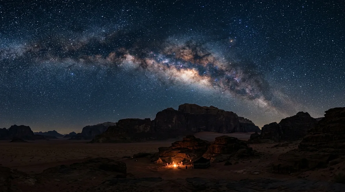 Wadi rum starry night sky jordan